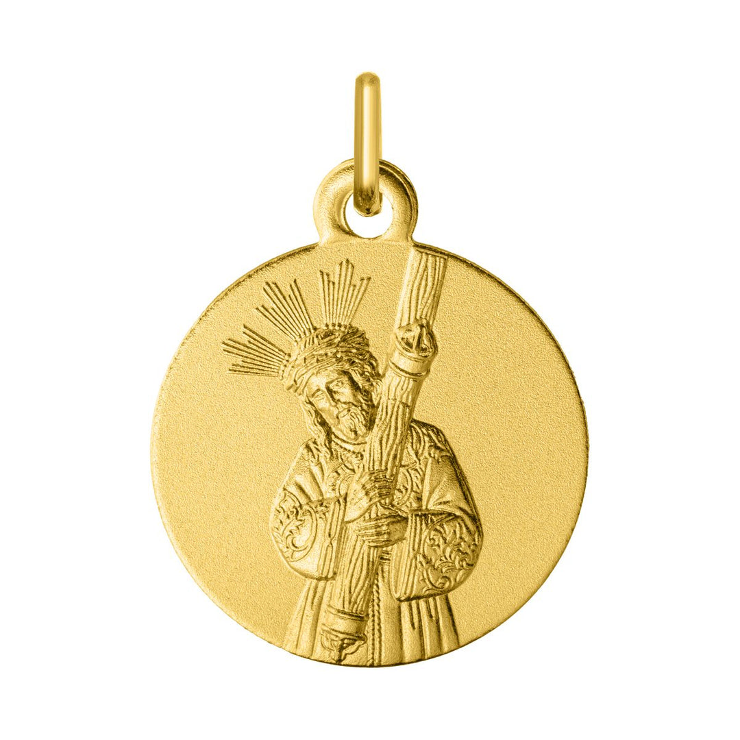 Medalla del Cristo del Gran Poder en oro amarillo de 18 quilates, de 18 mm