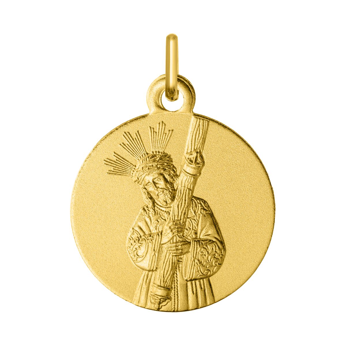 Medalla del Cristo del Gran Poder en oro amarillo de 9 quilates, de 18 mm
