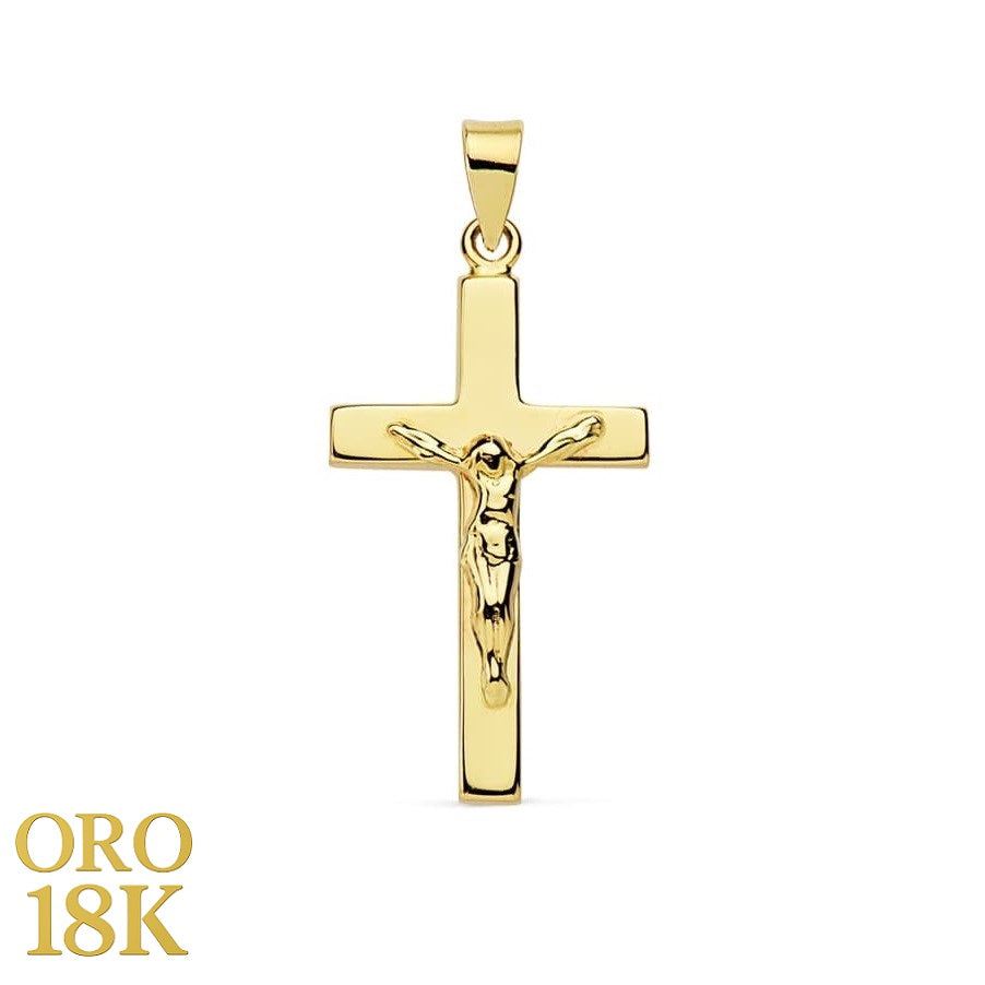 Cruz de oro de 18k con Cristo, de 22x12 mm