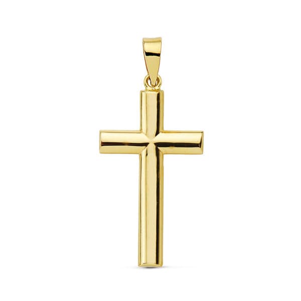 Cruz de oro de ley 9k lisa con los palos de sección oval, 25x15 mm
