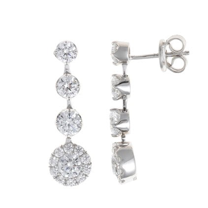 Pendientes de plata largos con cuatro ramos de circonitas 136A0757