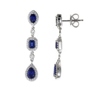 Pendientes de plata Salvatore mini rosetón tres partes en colores a elegir azul