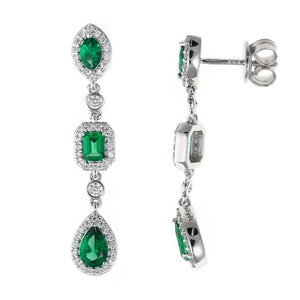Pendientes de plata Salvatore mini rosetón tres partes en colores a elegir esmeralda