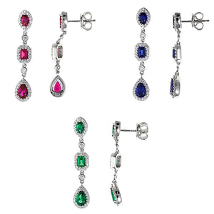 Pendientes de plata Salvatore mini rosetón tres partes en colores a elegir
