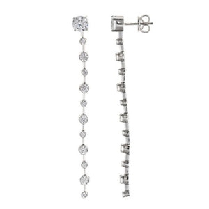 Pendientes de plata finos largos con circonitas de Salvatore Plata 136A0759