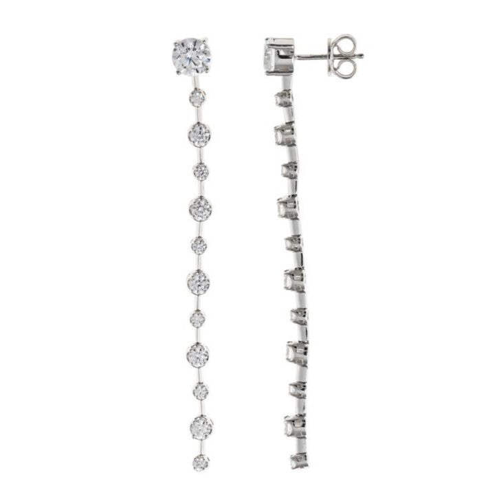 Pendientes de plata finos largos con circonitas de Salvatore Plata 136A0759