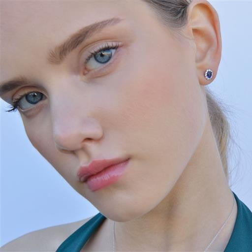 Pendientes de plata Salvatore mini rosetón en colores a elegir chica