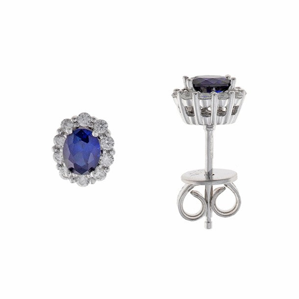 Pendientes de plata Salvatore mini rosetón en colores a elegir azul