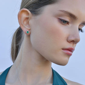 Pendientes de plata Salvatore mini rosetón en colores a elegir verde