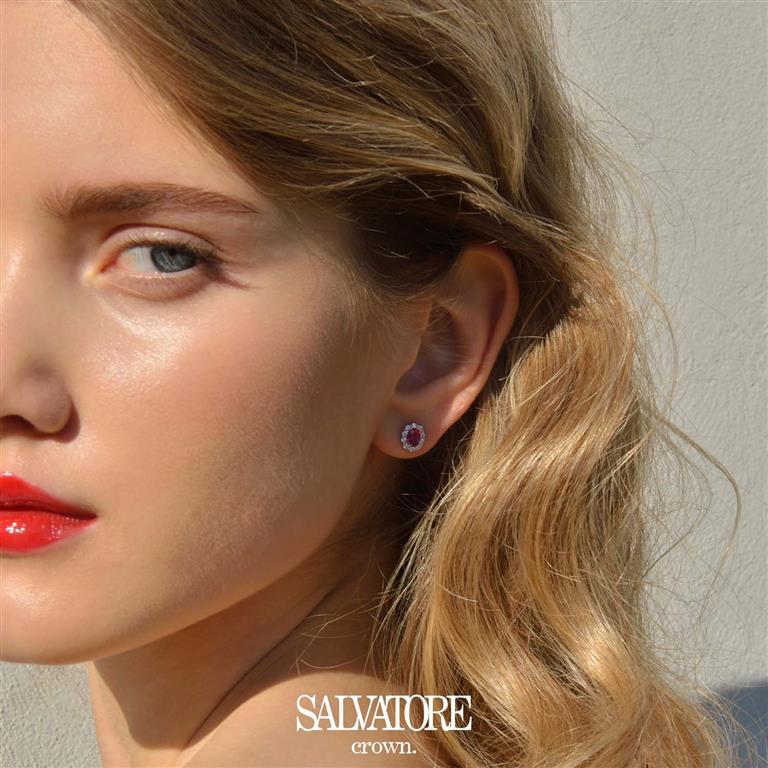Pendientes de plata Salvatore mini rosetón en colores a elegir mujer