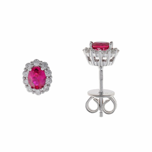 Pendientes de plata Salvatore mini rosetón en colores a elegir rubí