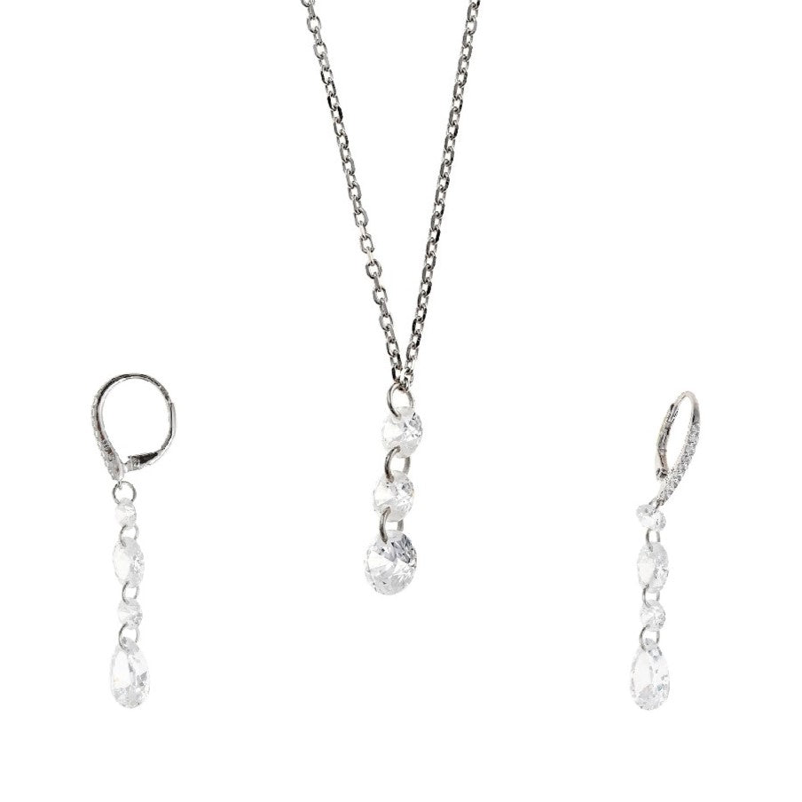 Pendientes y colgante de plata con racimo de circonitas 136A0762 136C0373 c