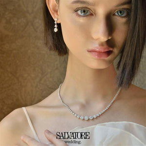 Collar de Salvatore Plata de la colección WEDDING con chatones de circonitas 136C0396 chica