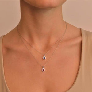 Gargantilla de plata de ley con circonitas en forma de rosetón en colores a elegir imagen