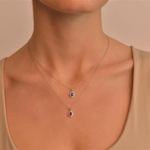 Gargantilla de plata de ley con circonitas en forma de rosetón en colores a elegir imagen