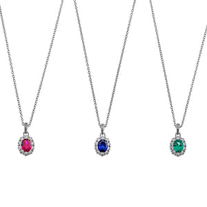Gargantilla de plata de ley con circonitas en forma de rosetón en colores a elegir