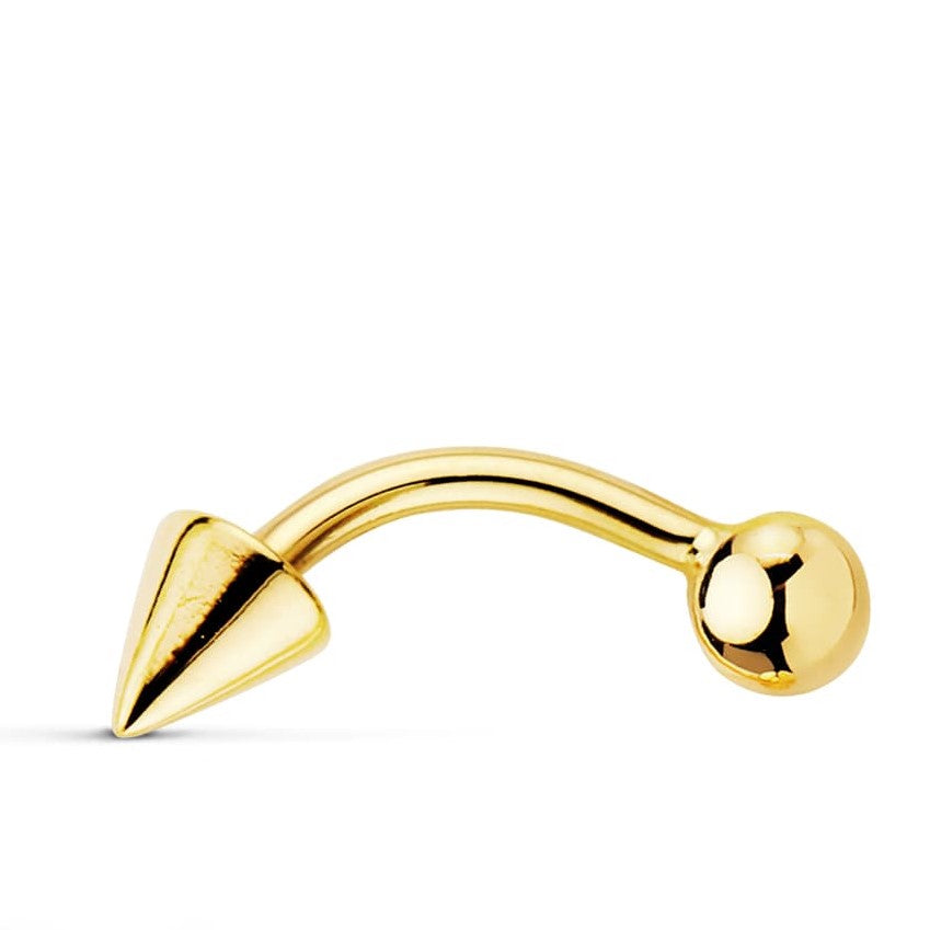 PRECIO POR UNIDAD Piercing para la ceja de oro de ley 18k con pincho y bola