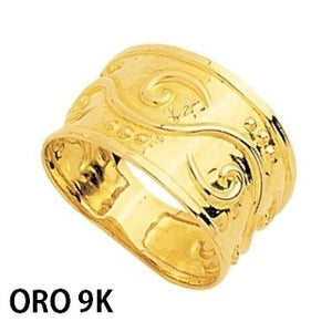 Anillo de oro de 9 quilates ancho con grabados