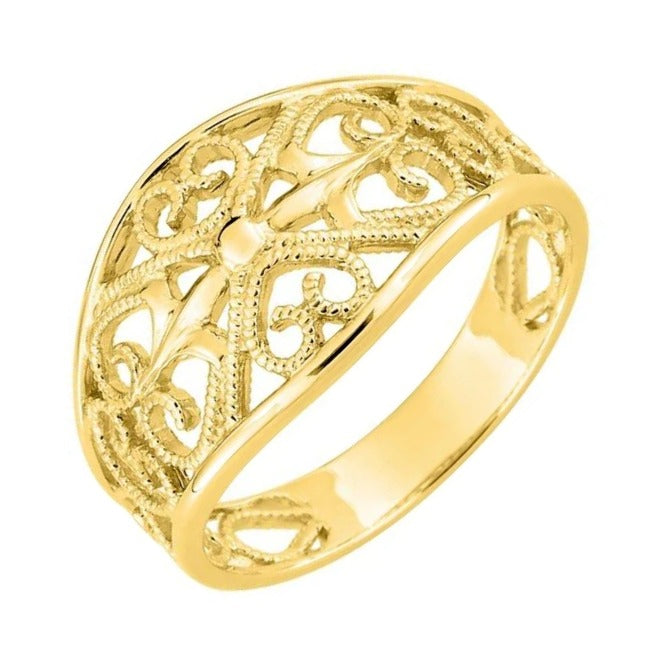 Anillo oro 18k ancho filigrana calada