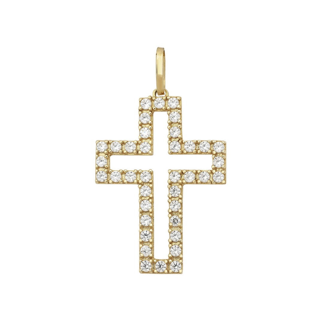 Cruz comunión 18k oro de fundición con circonitas 22x12mm