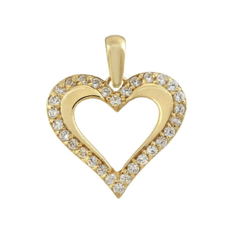 Colgante corazón circonitas oro 18k 12x16mm