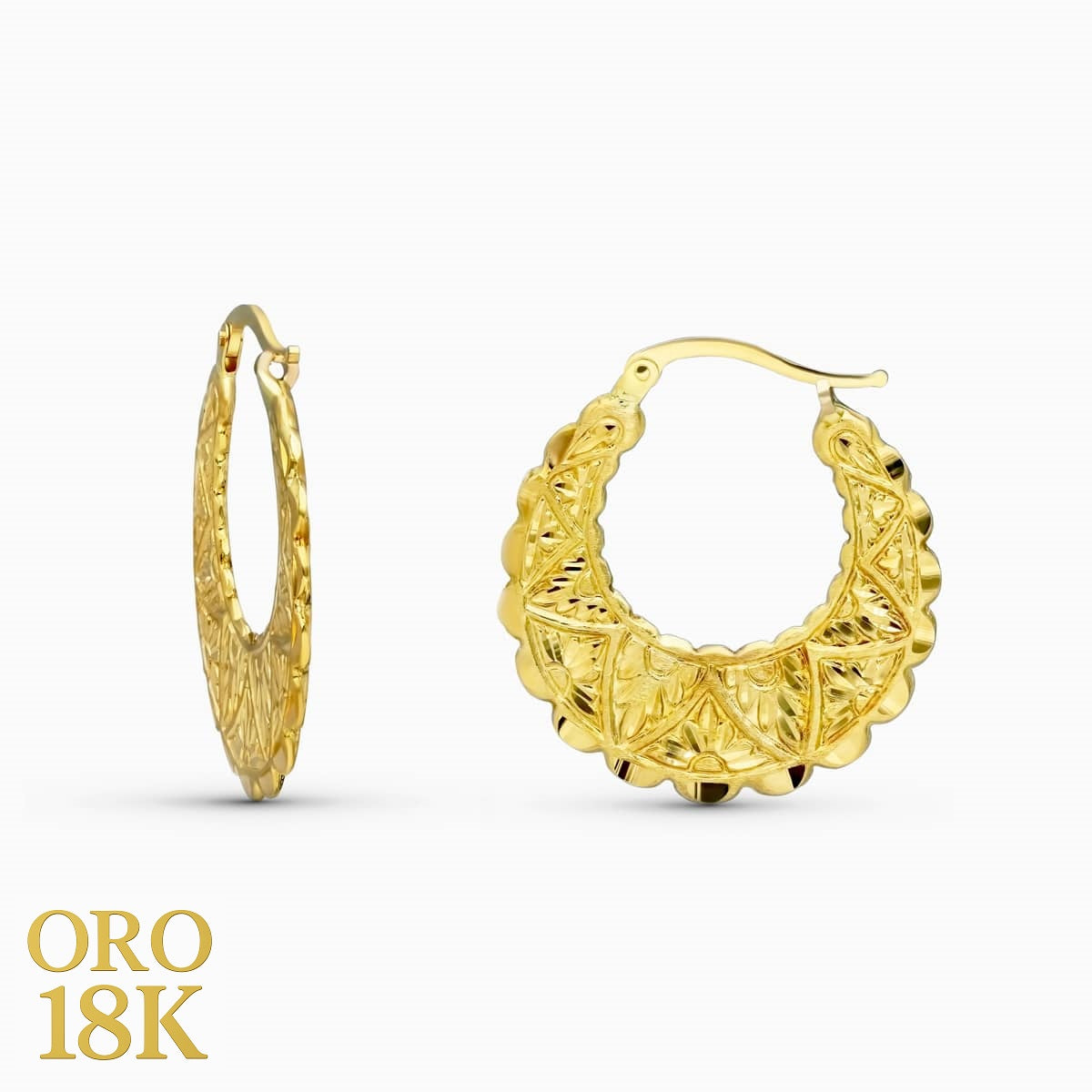 Par de pendientes de oro de ley aros con dibujo