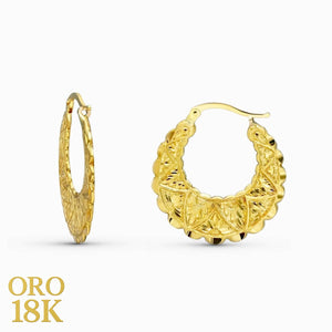 Par de pendientes de oro de ley aros con dibujo