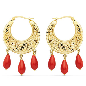 AROS ORO TALLADOS CORAL 25 MM