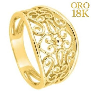 Anillo oro 18k con dibujo calado ovalado grande
