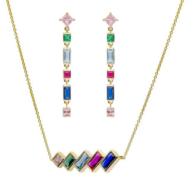 Conjunto chapado en oro Lineargent circonitas