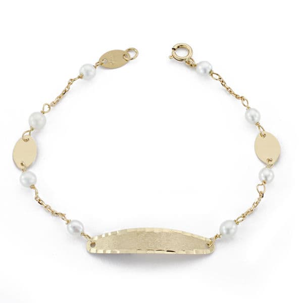 Esclava de comunión de oro 18k con perlas, 15cm