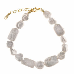 PULSERA PLATA CHAPADA ORO Y PERLAS BARROCAS SALVATORE PLATA 164P0060