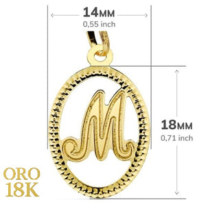 Inicial oro de ley 18k para colgar