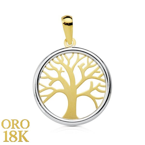 Colgante oro de ley 18k árbol de la vida bicolor
