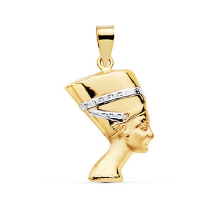 Colgante de oro de ley 18k con la efigie de la reina egipcia Nefertiti