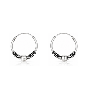 Aros bali de plata de ley 925 con motivo grabado de 16 mm de diámetro