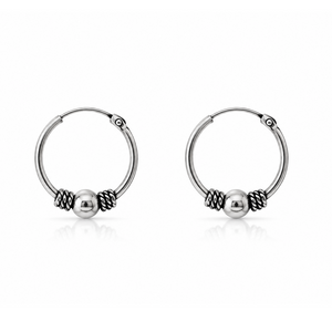 Aros bali de plata de ley 925 oxidados de 16 mm de diámetro
