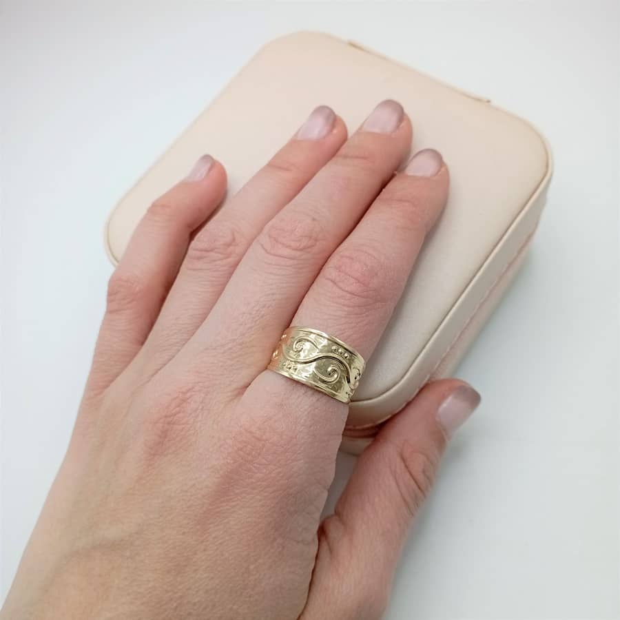 Anillo Apilable Ondulado De Oro Rosa De 9 Quilates / Oro Macizo