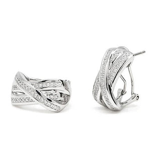 Pendientes de plata de ley con cierre omega y circonitas 17161-A
