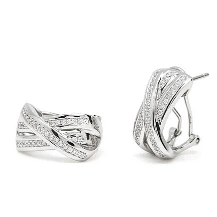 Pendientes de plata de ley con cierre omega y circonitas 17161-A