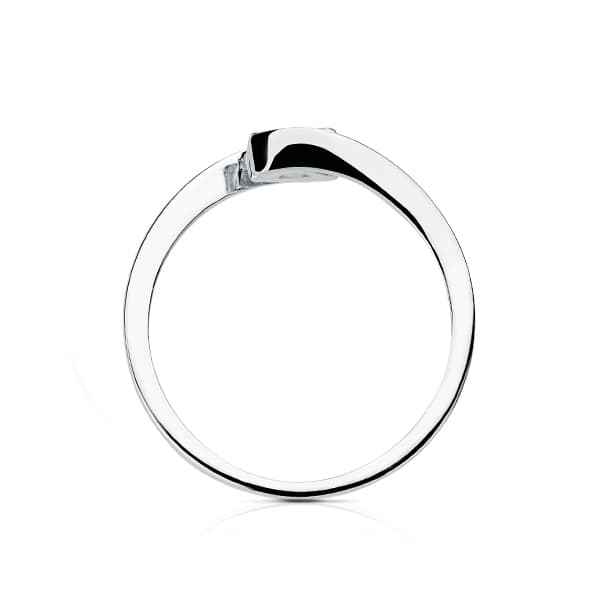 Wave solitaire white gold ring