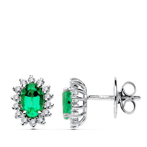 Pendientes oro 18k esmeralda diamantes