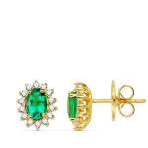 Pendientes oro 18k esmeralda diamantes