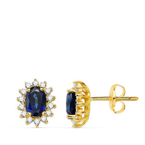 Pendientes oro 18k zafiro diamantes