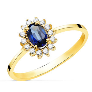Anillo 18k diamantes zafiro pequeño