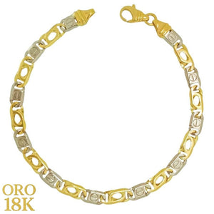 PULSERA ORO BICOLOR PARA CABALLERO CON DETALLE DE TORNILLO