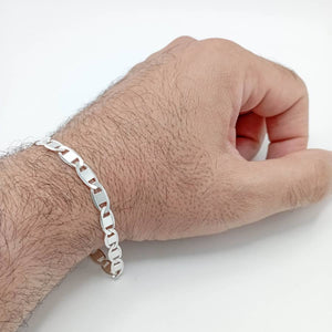 Pulsera de plata de ley 925 diseño italiano plana mano