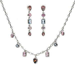 Conjunto plata lineargent piedras colores