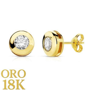 Par de pendientes de oro blanco de ley 18k con circonita, miden 6,5mm