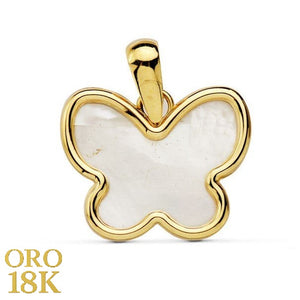 Colgante oro y oro blanco de primera ley 18k en forma de mariposa